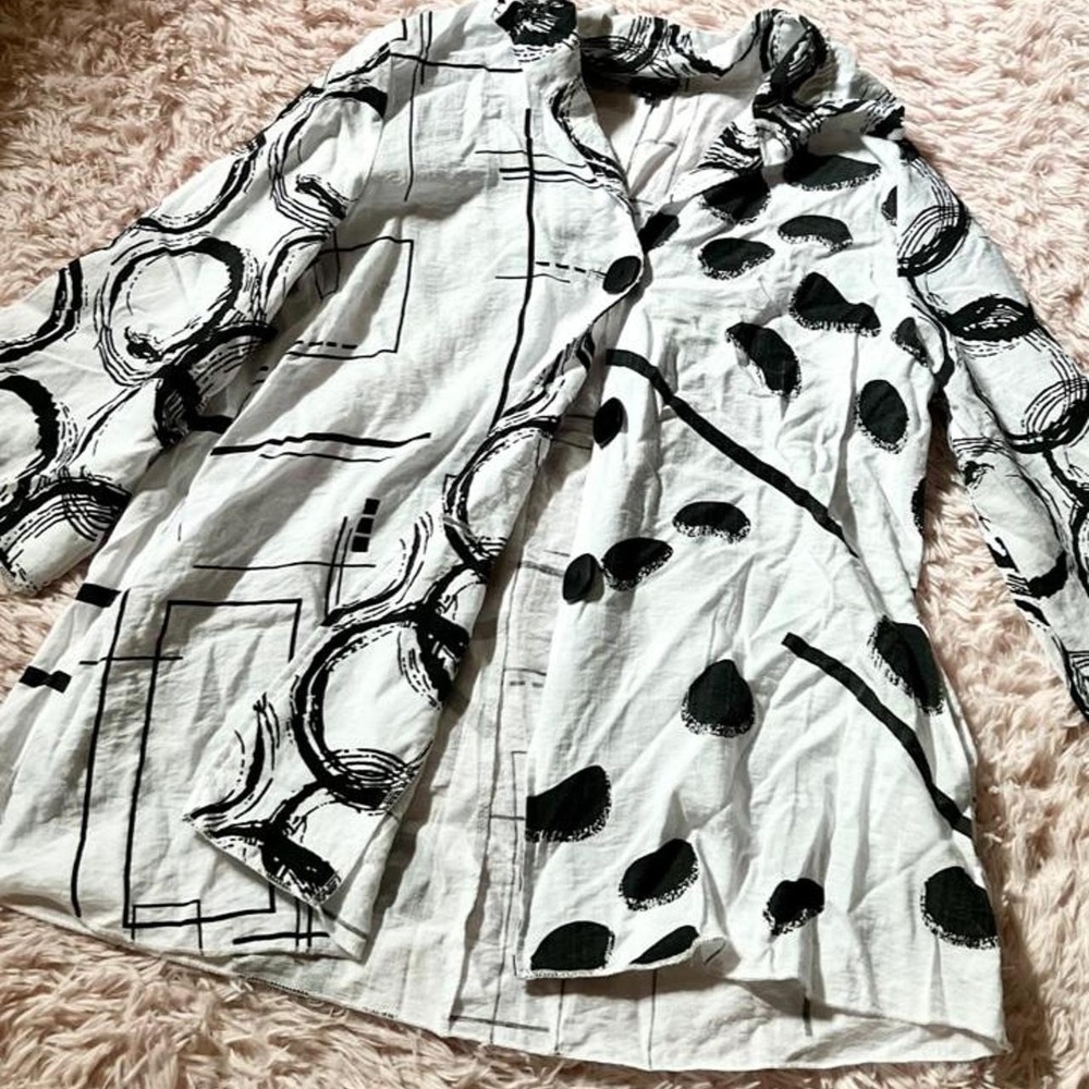 Monochrome Funky Quirky Retro Weird Core Tunic Women L Hipster Maximalist Artist
